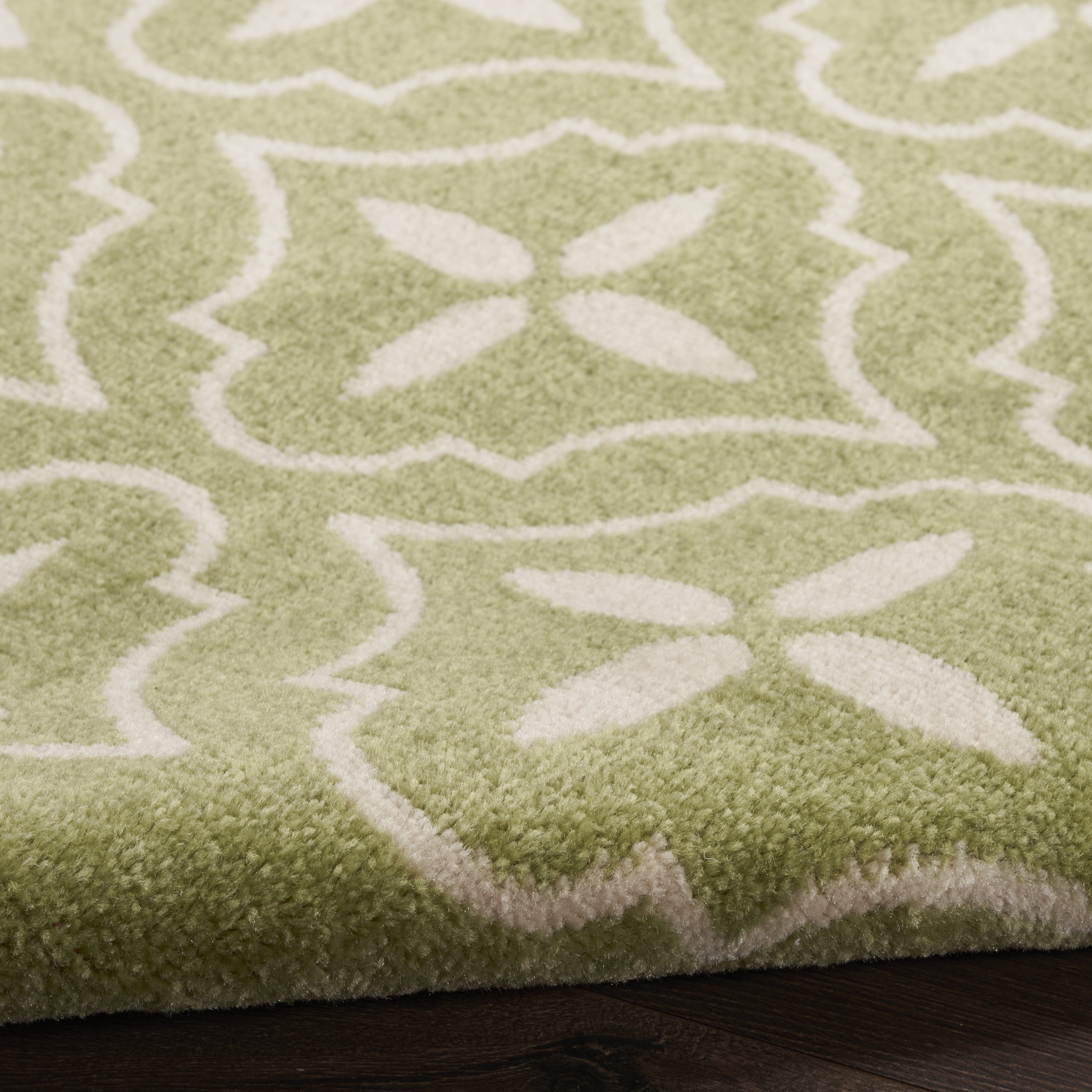 Nourison Essentials Indoor/Outdoor Green Ivory 4' x 6' Area Rug (4x6)