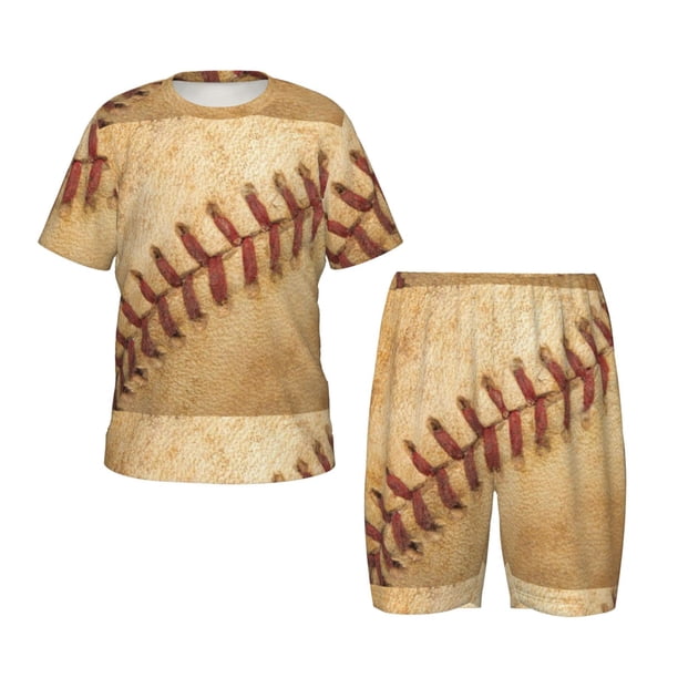 Balery Vintage Baseball Conjunto de Pijama Infantil de Manga Corta con Estampado – Ropa de Dormir de Algodón Suave-Large
