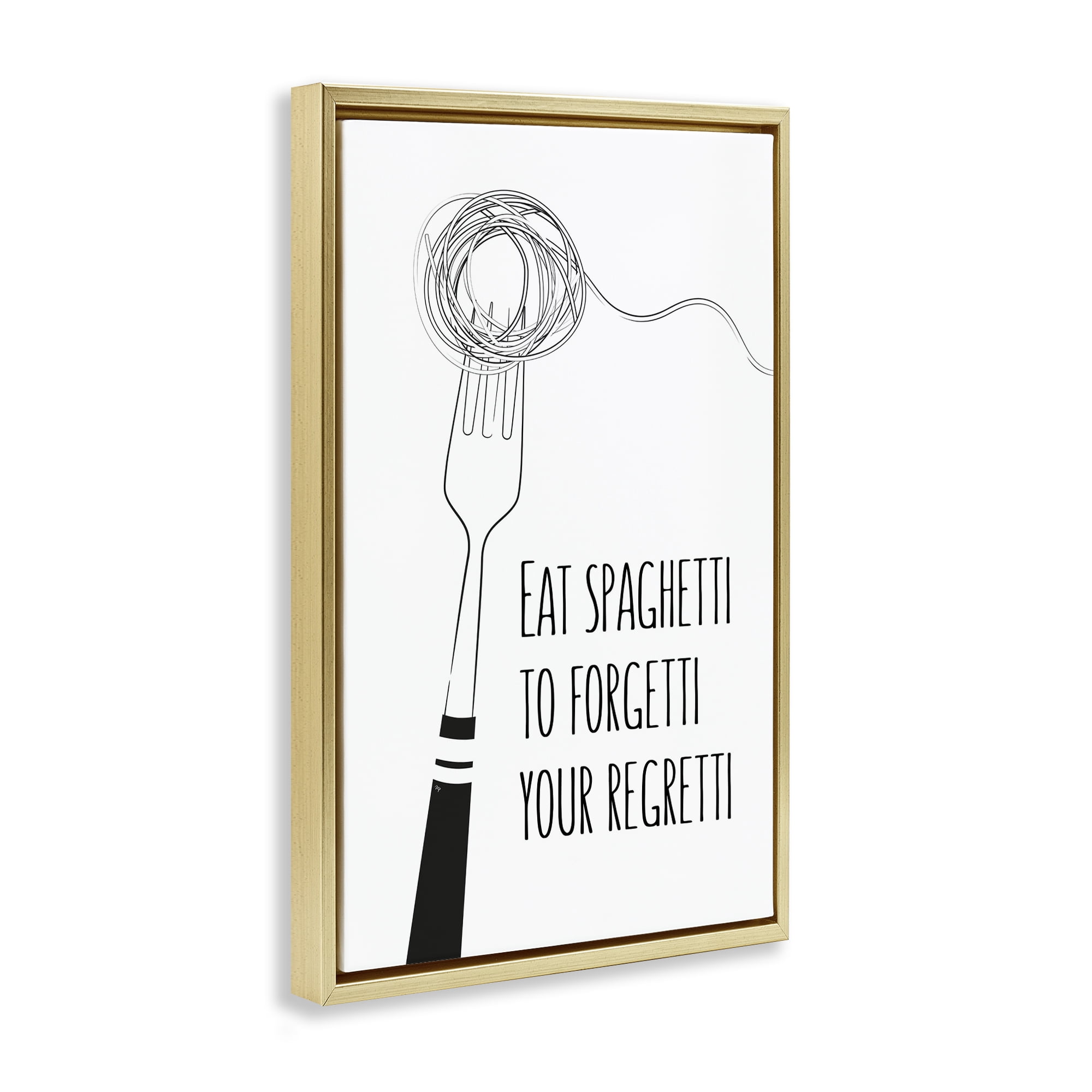 Stupell Industries Funny Spaghetti Sass Gold Framed Floater Canvas Wall Art, design by Martina Pavlova