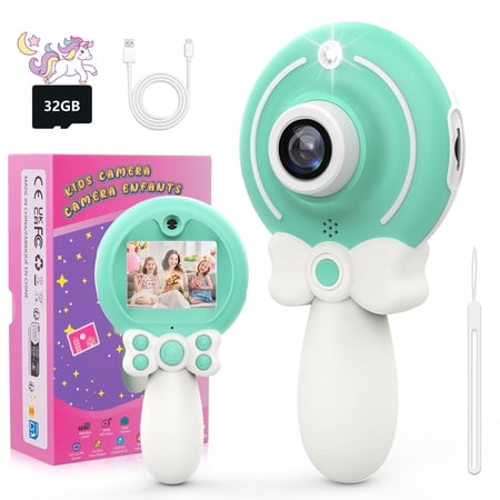 XUEYU Kids Camera Green with 32GB SD Card Portable for 3-9 Year Old Girls Boys