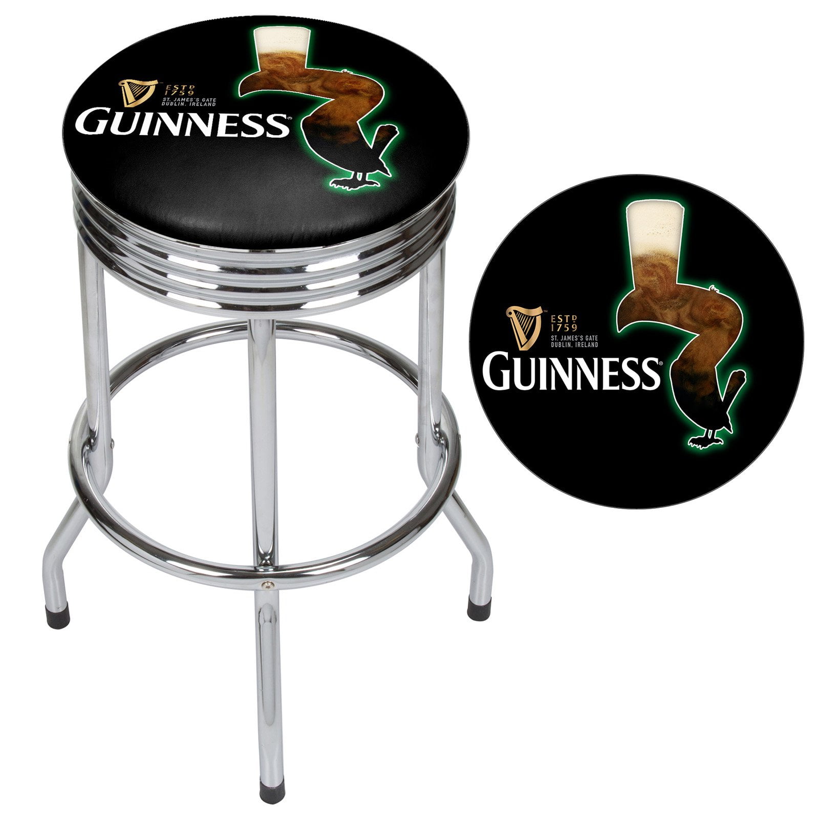 Guinness Chrome Ribbed Bar Stool, Guinness Bar Stool Set