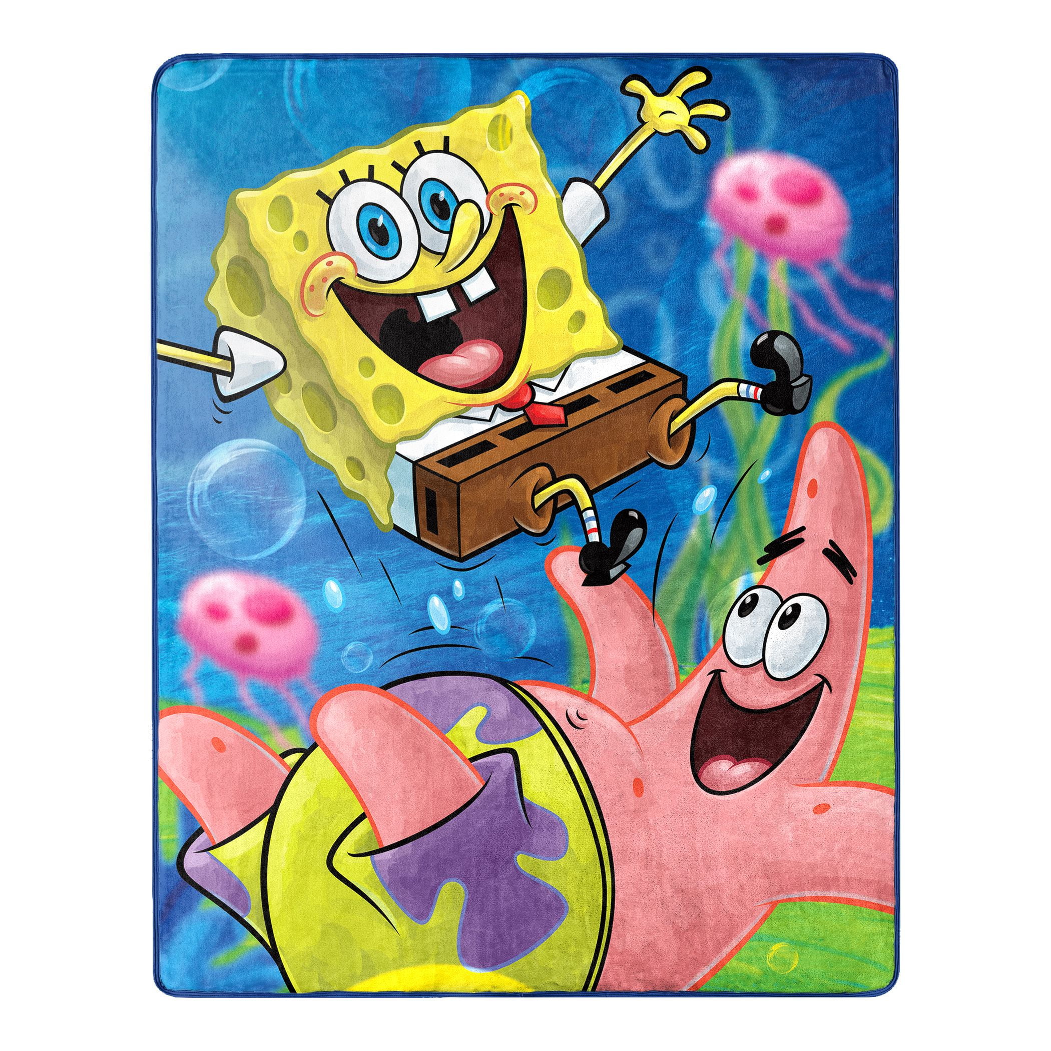 Spongebob Squarepants 50-50 Design Large Lightweight 50x60 Fleece Throw Blanket 