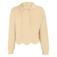 thumbnail image 5 of Cropped Hoodies for Women 2026 Casual Long Sleeve Hooded Sweatshirts Cute Scalloped Hem Hooded with Drawstring Pullover Top, 5 of 5