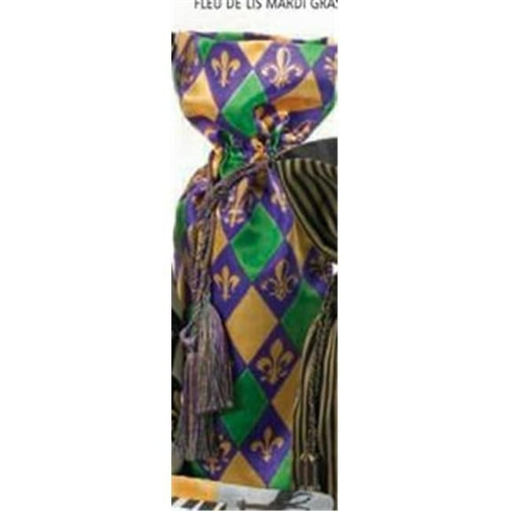 Joann Marie Designs IBT6X15FDLM Printed Wine Bag - Fleur De Lis - Mardi Gras - Pack of 12