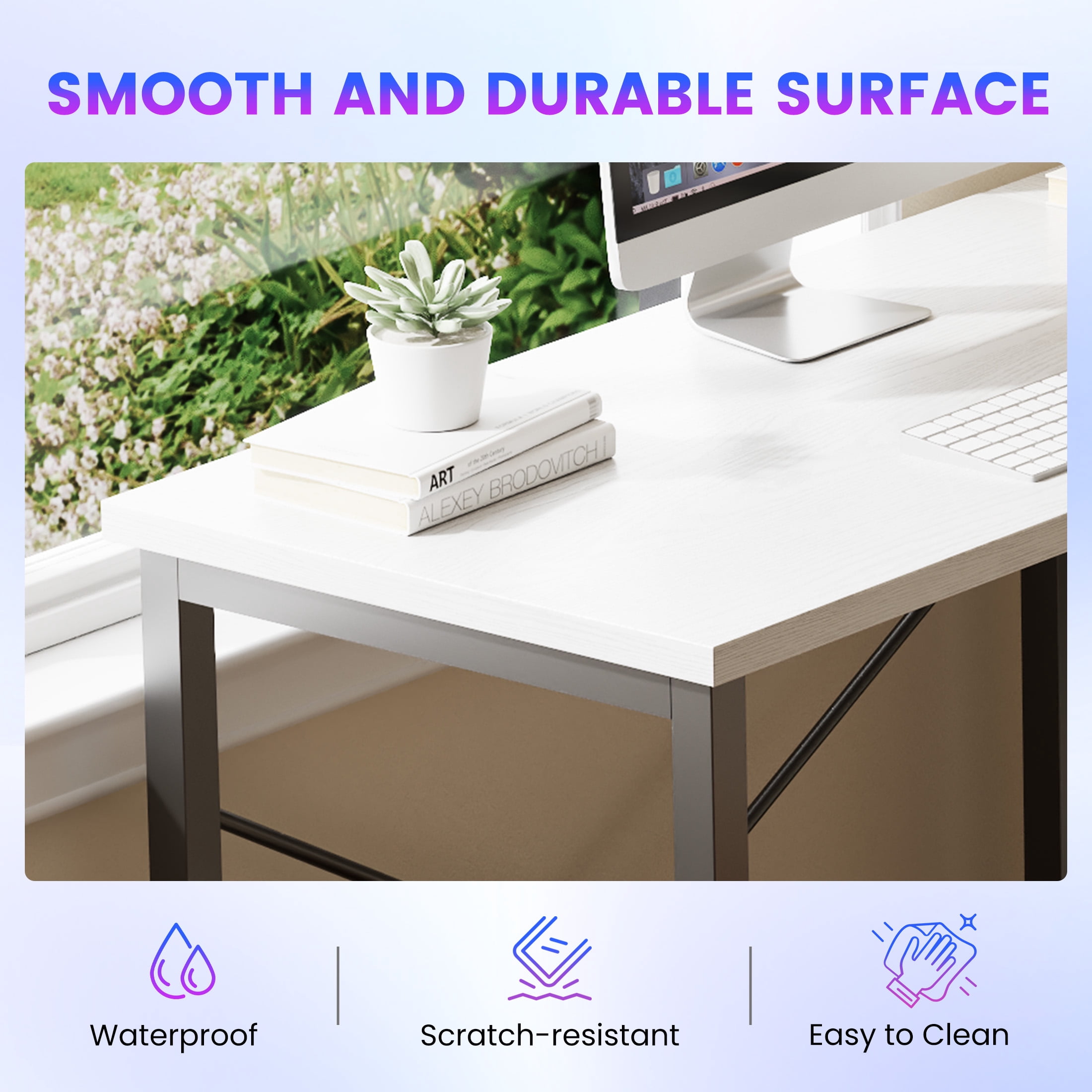 edx 50 Inch L Shaped Desk - Computer Desk Corner Desks Gaming Desk PC Table with CPU Stand for Home Office Dorm Sturdy Writing Workstation, White