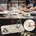 thumbnail image 5 of For iPhone 16 Pro Case (Compatible With MagSafe)  With Invisible Magnetic O-Ring Stand Military-Grade Shockproof Phone Case,Apricot,For iPhone 16 Pro, 5 of 7
