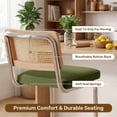 thumbnail image 3 of Daluvenix Natural Rattan Bar Stools Set of 4 with Cane Back, Mid Century Modern Kitchen Counter Height BarStools, Dining Room Upholstery Boho Microvelvet Seat Bar Chairs, 3 of 9
