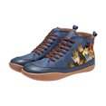 thumbnail image 1 of CEHVOM Bottines Confortables pour Femmes à Imprimé Chat en Cuir à Talon Plat Bottes Chaussures Rétro, 1 of 3
