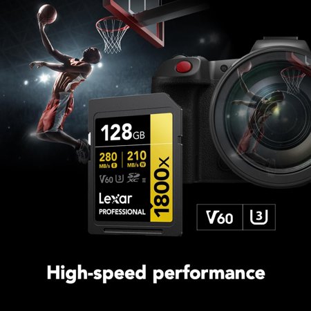 128GB SDXCカード SDカード Lexar レキサー Professional GOLD 1800x Class10 UHS-II U3 V60 R:270MB/s W:180MB/s 海外リテール LSD1800128G-BNNNG ◆メ