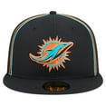 thumbnail image 2 of Men's New Era Black Miami Dolphins Soutache 59FIFTY Fitted Hat, 2 of 5