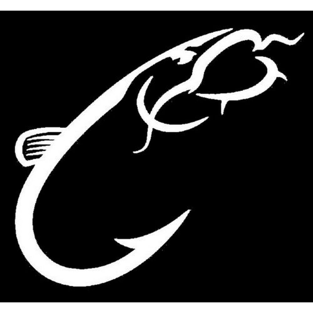 Catfish Hook Fishing Vinyl Decal Sticker for Car or Truck Window 4.5"X6.5