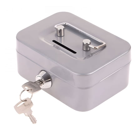 LAMIRO Money Safe Box Mini Cash Box Metal Key Money Bank Small Security Lock Box Portable Sturdy Lockable Coin Boxes