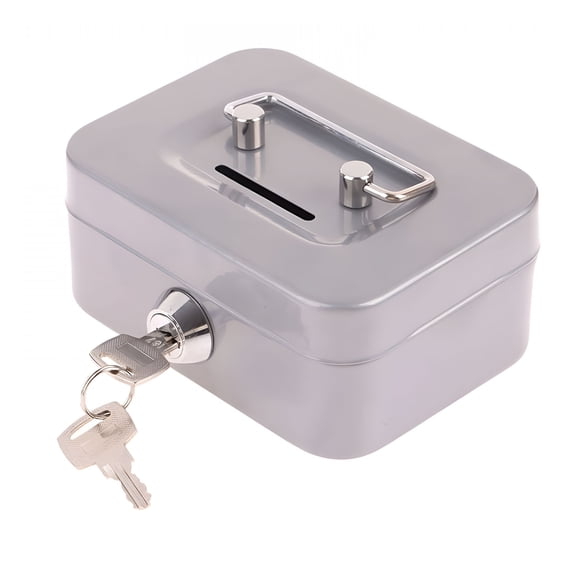 LAMIRO Money Safe Box Mini Cash Box Metal Key Money Bank Small Security Lock Box Portable Sturdy Lockable Coin Boxes