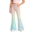 thumbnail image 2 of Kids Girls Gradient Flare Pants School Uniform Candy Color Dress Bottoms Flared Leggings Casual Stretchy Girls Trousers 5-6T, 2 of 4