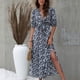 thumbnail image 1 of Vestido de manga farol ANGGREK con nudo floral cuello en V y mangas abullonadas estampado, 1 of 6