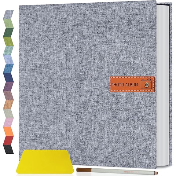Popotop Large Photo Album Self Adhesive 4x6 5x7 8x10 Scrapbook Album DIY Picture Book,Gifts for Mom,Family Baby and Wedding,with Metal Pen and Plastic Board