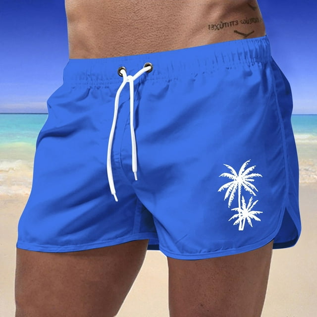 Stylish Men's Board Shorts for Beach Sports Travel Polyester Coconut Tree Design for Active Leisure Wear