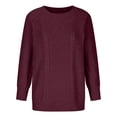 thumbnail image 5 of Leesechin Womens Fall Sweater Dresses Casual Oversized Cable Knit Chunky Pullover Crewneck Long Sleeve Short Sweater Dress Wine, 5 of 8