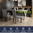 thumbnail image 3 of JESONVID Faux Leather Upholstered Parsons Dining Chair with High Backrest, Set of 4 Kitchen Accent Side Chairs with Solid Wood Legs Armless Dining Room Chair, Grey 1331GY, 3 of 7