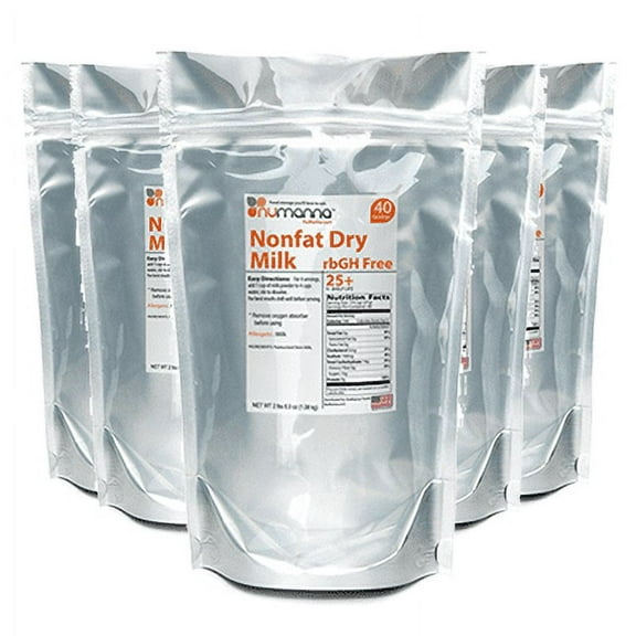 Numanna 6 Pack of Hormone-Free USDA Non-Fat Milk Powder 40 Serving Pouch