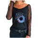 thumbnail image 1 of Camiseta de manga larga con cuello redondo y estampado de malla sólida para mujer Pompotops gfhjh16324, 1 of 6