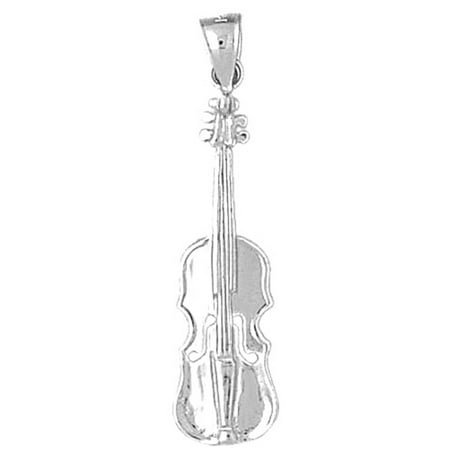 18K White Gold Violin, Viola Pendant - 37 mm