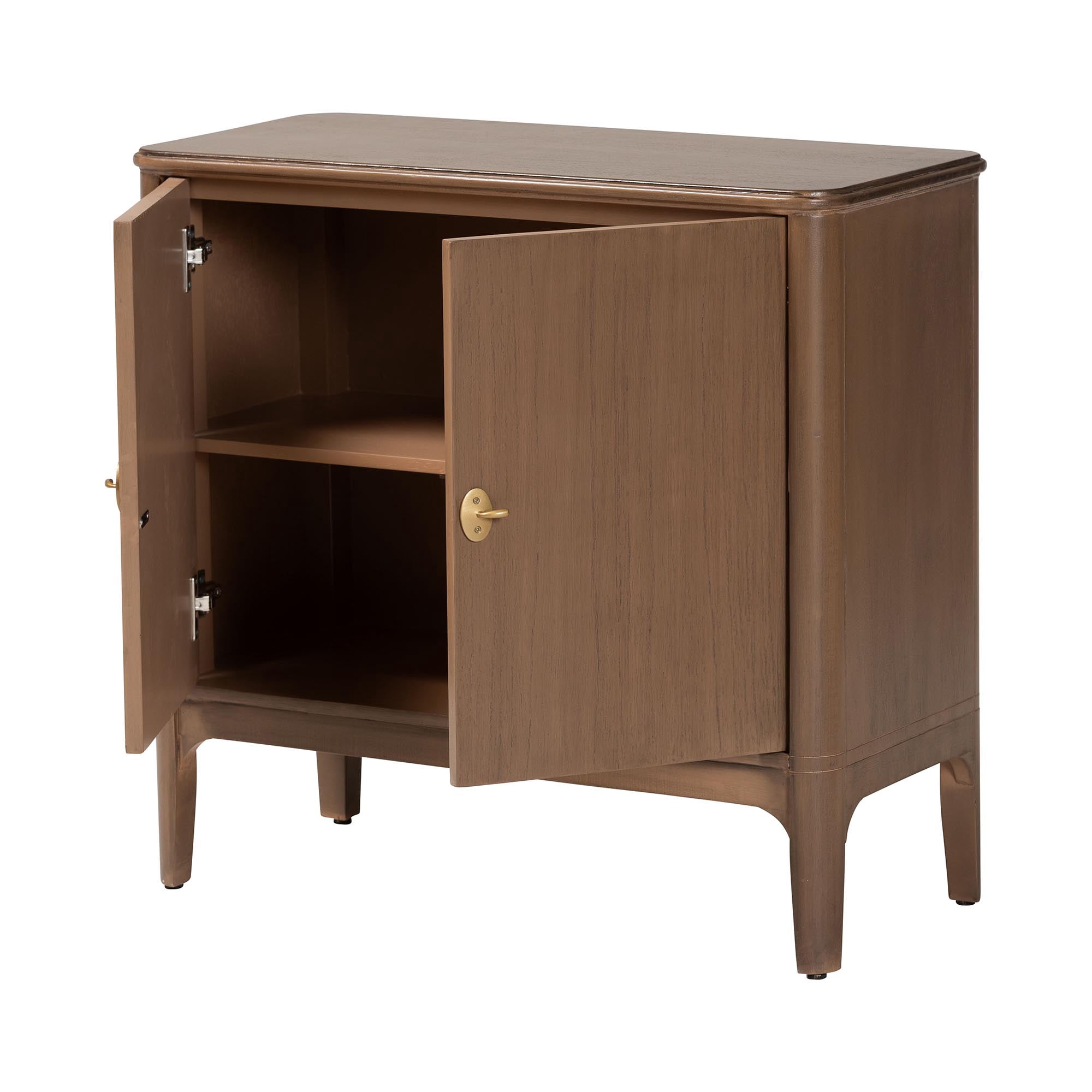 bali & pari Latifa Mid-Century Storage Cabinet, 2-Door, Antique Brown