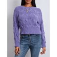 thumbnail image 3 of xiaxaixu Pull Rétro en Tricot Torsadé pour Femmes Couleur Unie Manches Longues Pulls Col Rond Automne Hiver Mode Urbaine, 3 of 9