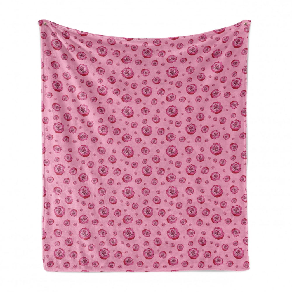 Roses Soft Flannel Fleece Throw Blanket, Feminine Monochrome