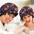 thumbnail image 6 of Shower Caps,Halloween Elements Pattern Waterproof Shower Cap for Women 4 Pieces,Double Reusable Hair Cover for Shower PEVA Elastic Stretch Hem, 6 of 7
