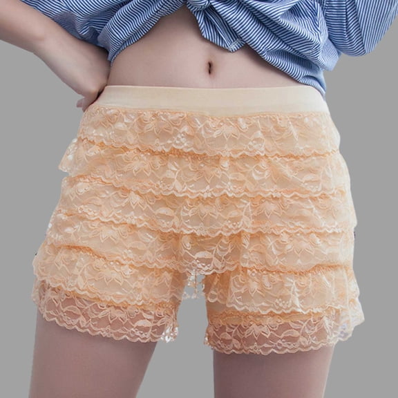 Women Ruffle Shorts Lace Multi-Layered Bloomers Leggings Loose Large Size Comfort Shorts
