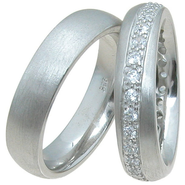 Iceposh 925 Sterling Silver Promise Rings for Couples Set and Wedding