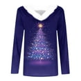 thumbnail image 4 of Uootdi Christmas Long Sleeve Shirts for Women Faux Fur Trim Xmas Tree Ugly Gift Christmas Printed Graphic Shirts Classic Holiday Loose, 4 of 5