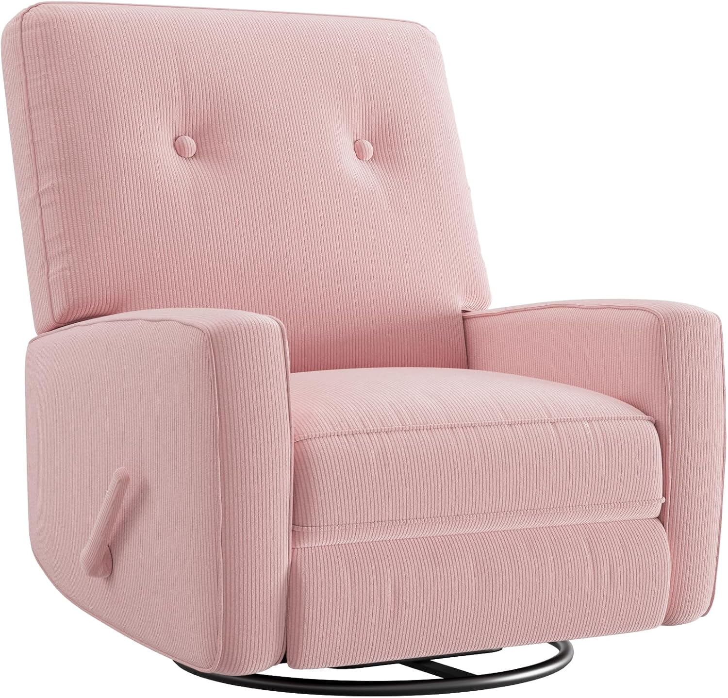 Recliner Chairs, Swivel Rocker Recliner, Glider Recliner Nursery Chair for Adults, 360° Swivel Glider Rocking Chair for Living Room, Bedroom, Office, RV, Small Spaces, Corduroy, Pink