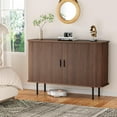 thumbnail image 6 of VEANERWOOD Sideboard Buffet Cabinet 47" Storage Cabinet with 2 Sliding Tambour Doors & Adjustable Shelves, Console Table for Kitchen Office Bedroom Hallway Entryway, Walnut, 6 of 8