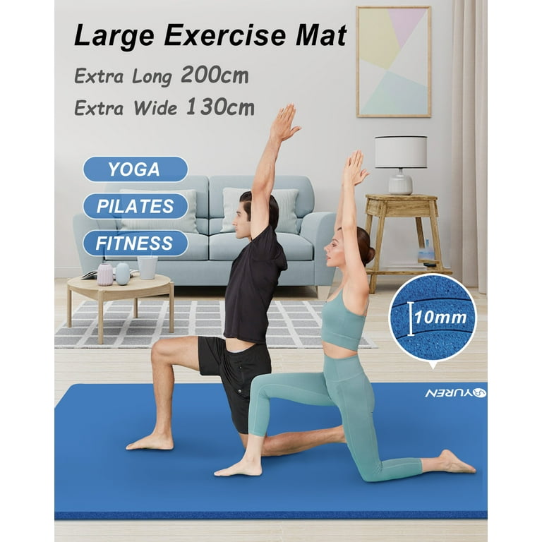 YR Large Yoga Mat 6'x4' 10 mm Thick NBR Foam Stretching Pilates