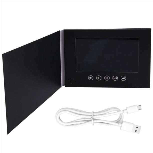 Folleto de Vídeo de 7 Pulgadas con Tapa , Pantalla IPS, 256 MB de Memoria y 5 Botones.