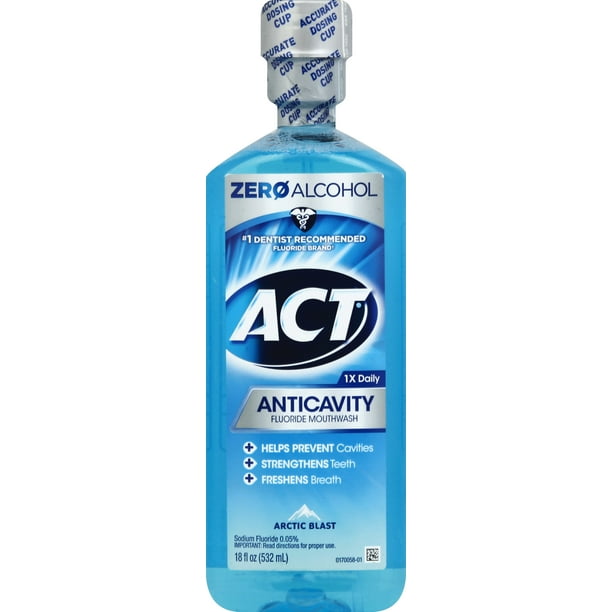 ACT Anticavity Mouthwash (18 Oz, Arctic Blast), Zero Alcohol Walmart