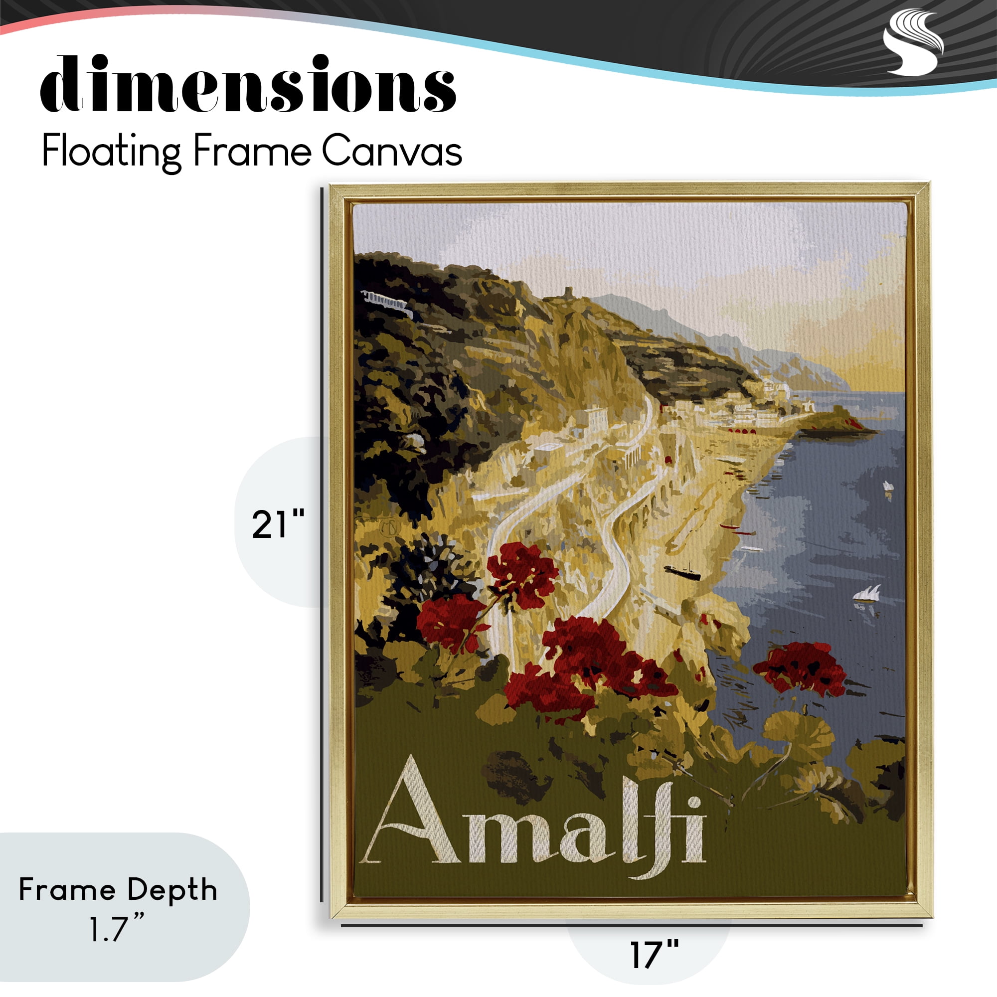 Stupell Industries Picturesque Amalfi Coast Gold Framed Floater Canvas Wall Art, design by Lil' Rue