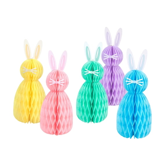 5Pieces Elegant Paper Rabbits Decors Colorful Rabbits Paper Decorations for Easters and Spring Celebration