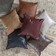 thumbnail image 3 of Bowery Hill 22x22" Authentic Leather Throw Pillow in Black, 3 of 4