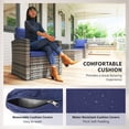 thumbnail image 4 of 6-Piece Rattan Patio Furniture Set, 7-Seater Outdoor Wicker Sofa Set with Storage Tea and Side Tables, Navy Blue Cushions, Grey PE Wicker & Steel Frame for Backyard or Garden, 4 of 7