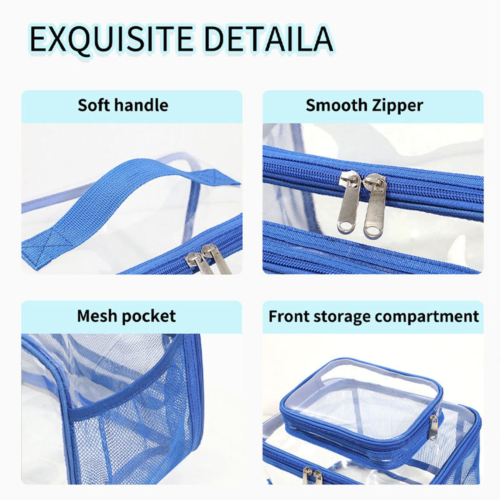 SCNOR Lunch Bag for Women and Men,Reusable Lunch Tote,Stitch Bento Bags,Plastic,Blue