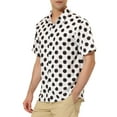thumbnail image 4 of INSPIRE CHIC Men's Summer Polka Dots Shirt Button Down Short Sleeves Pattern Shirts M White, 4 of 7