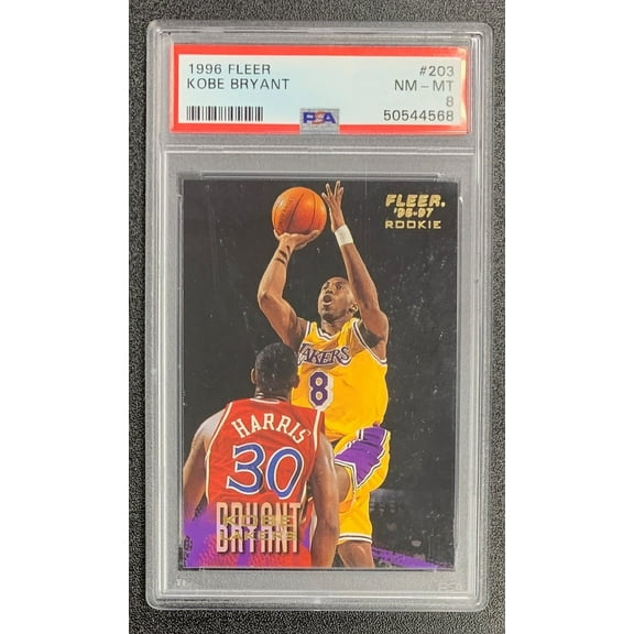 Kobe Bryant 1996 Fleer Basketball Rookie Card #203 Graded PSA 8