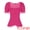 Hot Pink, variant on Sweetheart Neck Puff Sleeve Lace-up Blouse L Grey Pink