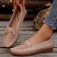 thumbnail image 2 of Rokment Womens Wedge Slip on Walking Loafers Vintage Bow Leather Low Heels Ballet Flat Dress Shoes Boho Beach Casual Spring Fall Footwear Pink Size 6.5, 2 of 6
