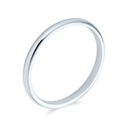 Simple Minimalist Thin Stackable 925 Sterling Silver Couples Wedding Band Ring for Men for Women 2MM