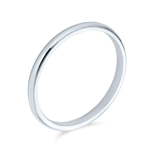 Unisex Simple Minimalist Thin Stackable .925 Sterling Silver Couples Wedding Band Ring for Women Men 2MM