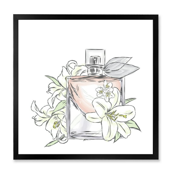 Designart 'Bouquet of Flowers and Perfume Bottle II' Traditional Framed Art Print